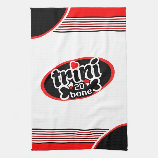 Trini to de Bone on )Uw kleur) Theedoek (Verticaal)