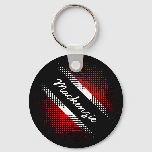 Trinidad en Tobago Dot Pattern met naam Sleutelhanger (Voorkant)