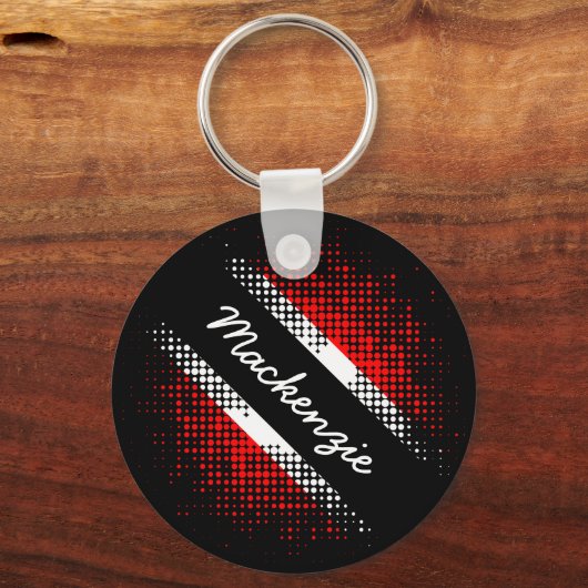 Trinidad en Tobago Dot Pattern met naam Sleutelhanger (Voorkant)