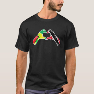 Trinidad en Tobago Guyana vlaggen Heart Mix Herita T-shirt