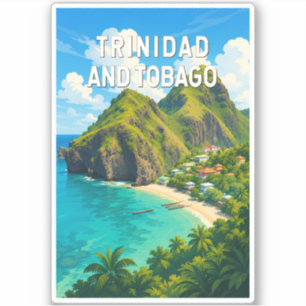 Trinidad en Tobago Illustratie Reis Kunst Retro Sticker