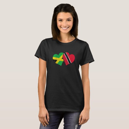 Trinidad en Tobago Jamaica Trinidadian Flag Heart T-shirt (Voorkant volledig)