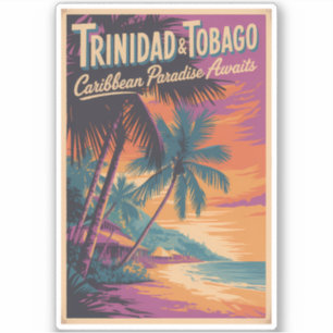 Trinidad en Tobago Landschapsillustratie Reizen Sticker
