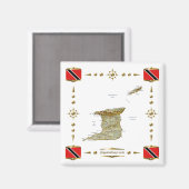 Trinidad en Tobago Map + Flags Magnet Magneet (Voorkant / Achterkant)