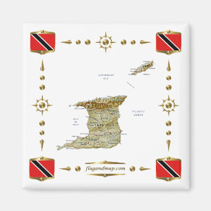 Trinidad en Tobago Map + Flags Magnet Magneet
