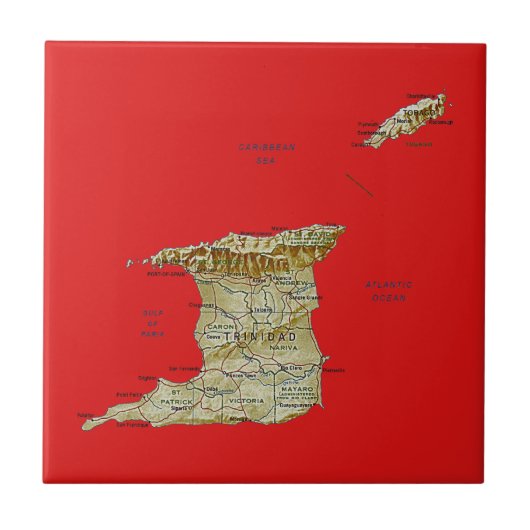 Trinidad en Tobago Map Tile Tegeltje (Voorkant)