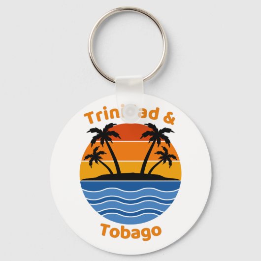 Trinidad en Tobago Retro Sunset Sleutelhanger (Voorkant)