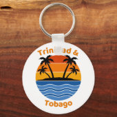 Trinidad en Tobago Retro Sunset Sleutelhanger (Voorkant)