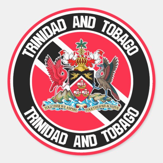Trinidad en Tobago Round Emblem Ronde Sticker (Voorkant)
