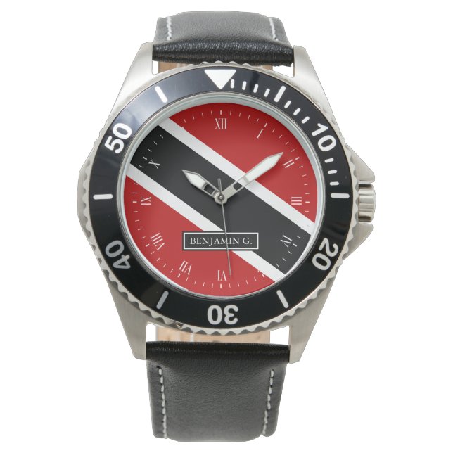 Trinidad Flag Aangepaste naam Horloge (Voorkant)