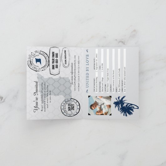 Trinidad Tobago Blauwe Palm Tree Wedding Passport (Binnen)