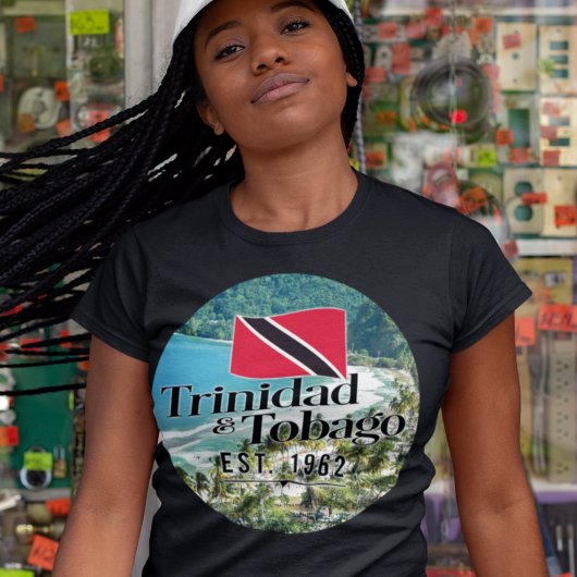 "Trinidad & Tobago Est. 1962" strand met vlag T-shirt