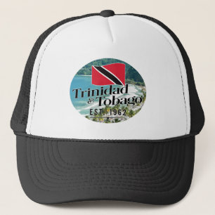 "Trinidad & Tobago Est. 1962" strand met vlag Trucker Pet