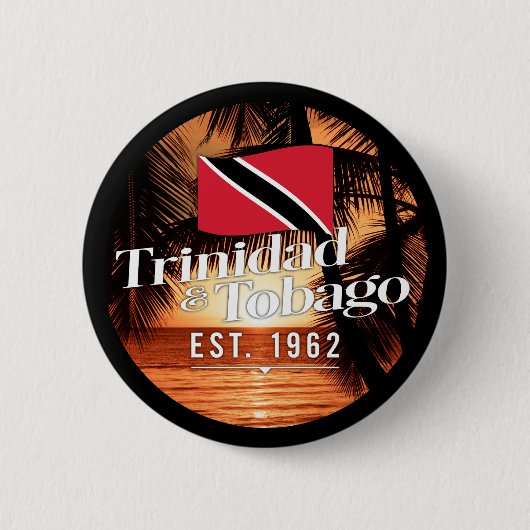 "Trinidad & Tobago Est. 1962"Zonsondergang met Vla Ronde Button 5,7 Cm (Voorkant)