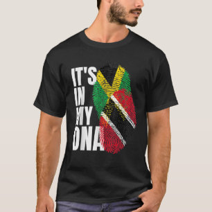 Trinidadian Plus Jamaican Mix DNA Flag Heritage Gi T-shirt