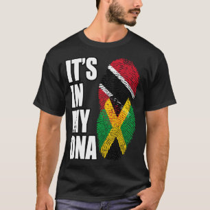 Trinidadian Plus Jamaican Mix DNA Flag Heritage T-shirt