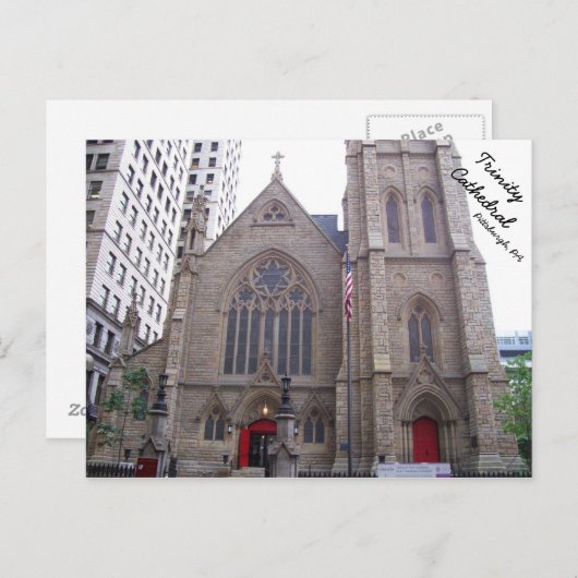 Trinity Cathedral in het centrum van Pittsburgh, P Briefkaart (Voorkant / Achterkant)