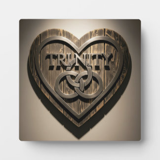 TRINITY Heart — Rustic Wooden Symbol Plaque Fotoplaat