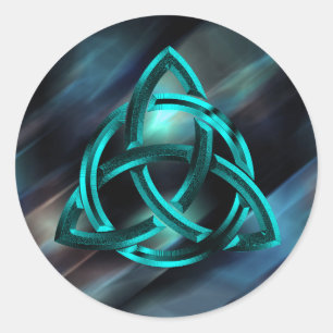 Trinity Knot Celtic Blue Metal Glitter Ronde Sticker