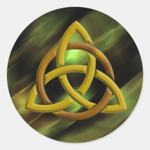 Trinity Knot Celtic Green Metal Glitter Ronde Sticker