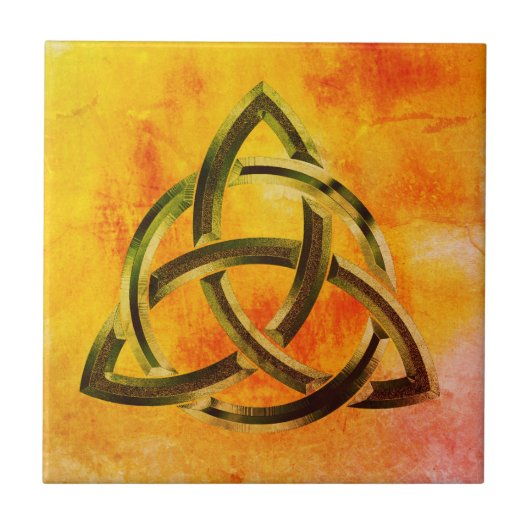 Trinity Knot Celtic Oranje Fire Tegeltje (Voorkant)
