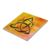 Trinity Knot Celtic Oranje Fire Tegeltje (Zijkant)