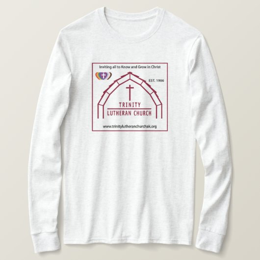 Trinity Lutheran White Adult Long Shirt (Design voorkant)