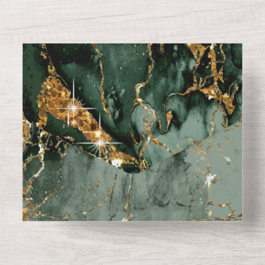 Trinity Mack Marmer Glitter Bruiloft ID644 All In One Uitnodiging (Achterkant)