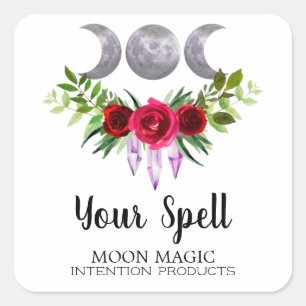 Trinity Moon Spell Jar of Intentiekaars Vierkante Sticker