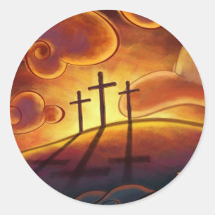 Trinity - Triple Cross op Hill Sunset Stickers
