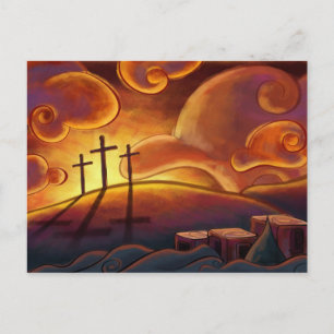 Trinity - Triple Cross op zonsondergang Briefkaart