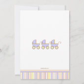 Trio Carriage Triplet Baby Boys Shower Invitation (Dos)