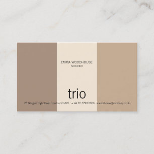 Trio Cream, Tan & Brown Visitekaartje