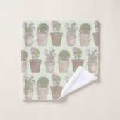 Trio De Cactus Mignons Portant Des Bijoux Motifs (Gant de toilette)