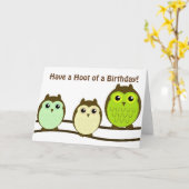 Trio de carte d'anniversaire de hiboux (Fleur jaune)