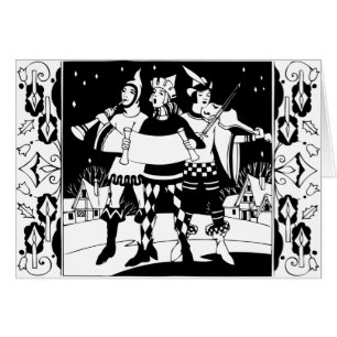 Trio de chanteurs de Noël en noir et blanc