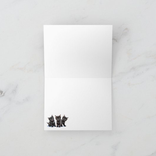 Trio de chatons noirs carte pliée (Intérieur)