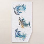 Trio de dauphins à l'aquarelle (Serviette de bain)