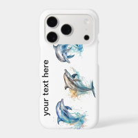 Trio de dauphins à l'aquarelle, personnalisé