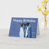 Trio de Penquin - carte d'anniversaire (Fleur jaune)