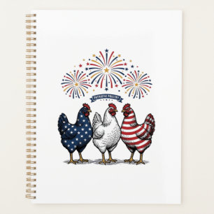 Trio de poulets patriotiques Gravure vintage vecte