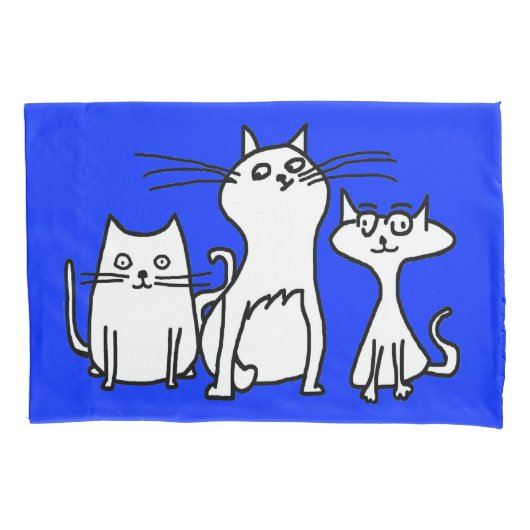 Trio de taie d'oreiller de chats de bande dessinée (devant)