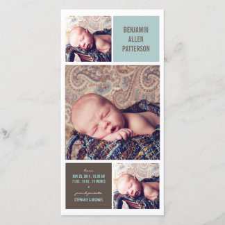 Trio moderne Photo Baby Boy Faire-part de naissanc