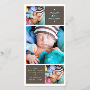 Trio moderne Photo Baby Boy Faire-part de naissanc