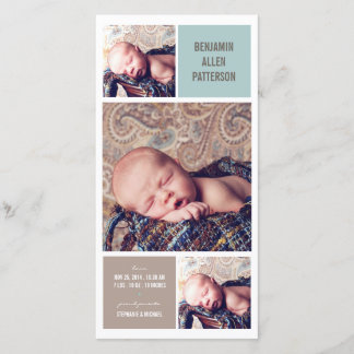 Trio moderne Photo Baby Boy Faire-part de naissanc