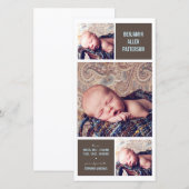 Trio moderne Photo Baby Boy Faire-part de naissanc (Devant / Derrière)