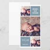 Trio moderne Photo Baby Boy Faire-part de naissanc (Devant / Derrière)