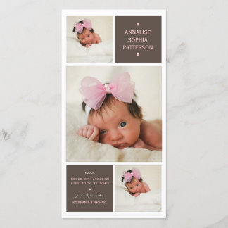 Trio moderne Photo Baby Girl Faire-part de naissan