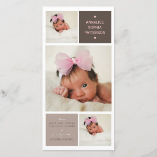 Trio moderne Photo Baby Girl Faire-part de naissan