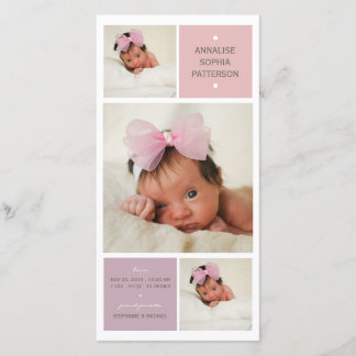 Trio moderne Photo Baby Girl Faire-part de naissan